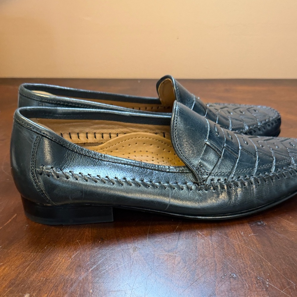 Florsheim Men's Black Woven Leather Slip-Ons - Picture 3 of 7